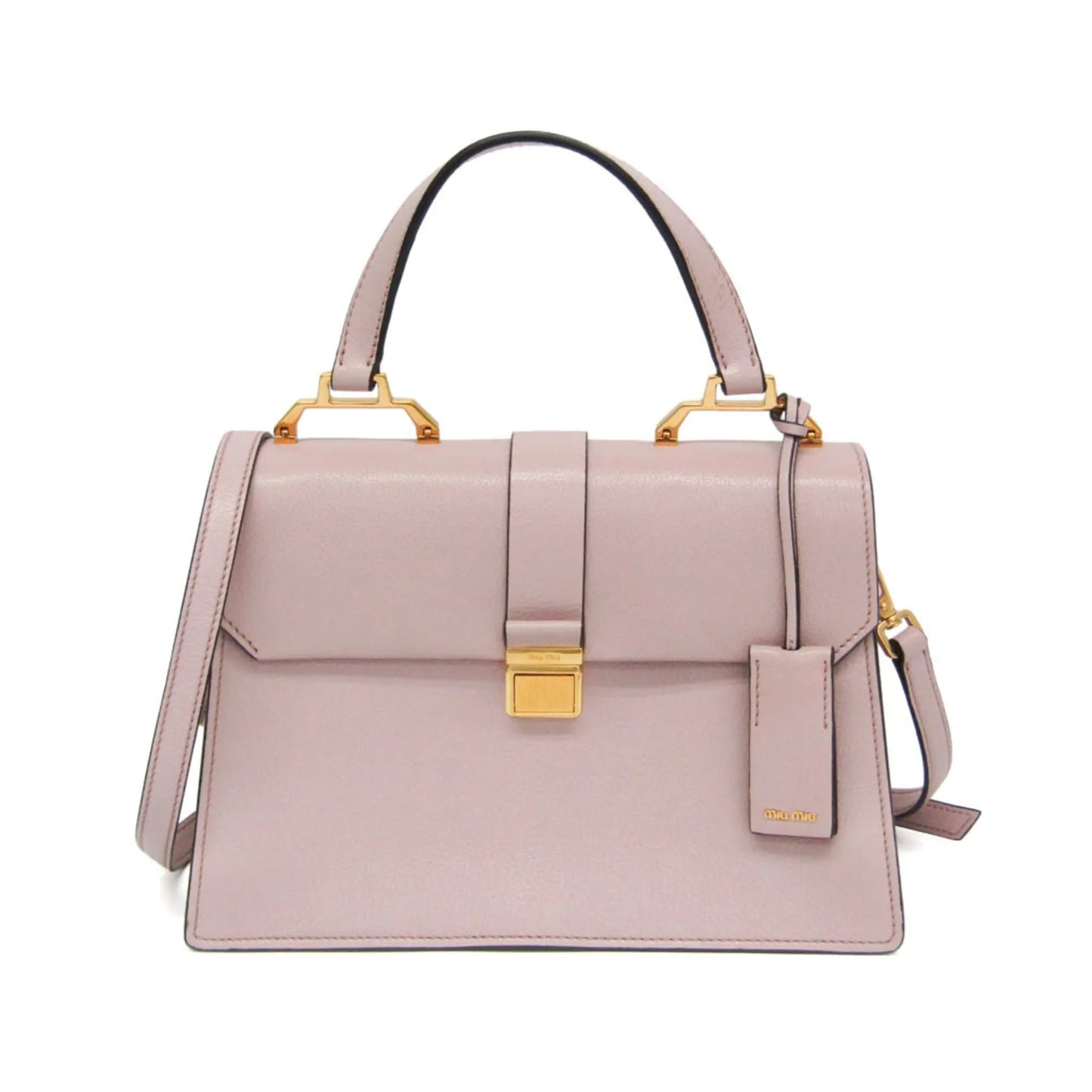 Miu Miu Madras Convertible Compartment Top Handle Leather, Pink, Leather, Handbag