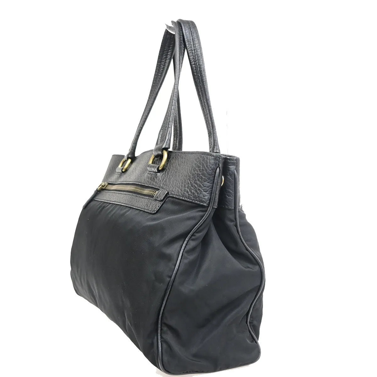 Prada Tessuto Tote nylon and leather, Black, Nylon, Handbag