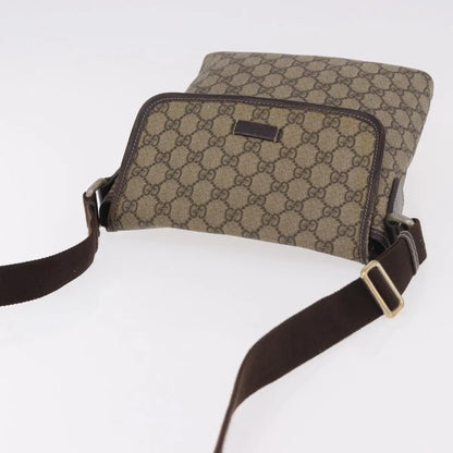 Gucci Flap Messenger GG Coated Canvas, Beige, Canvas, Shoulder Bag