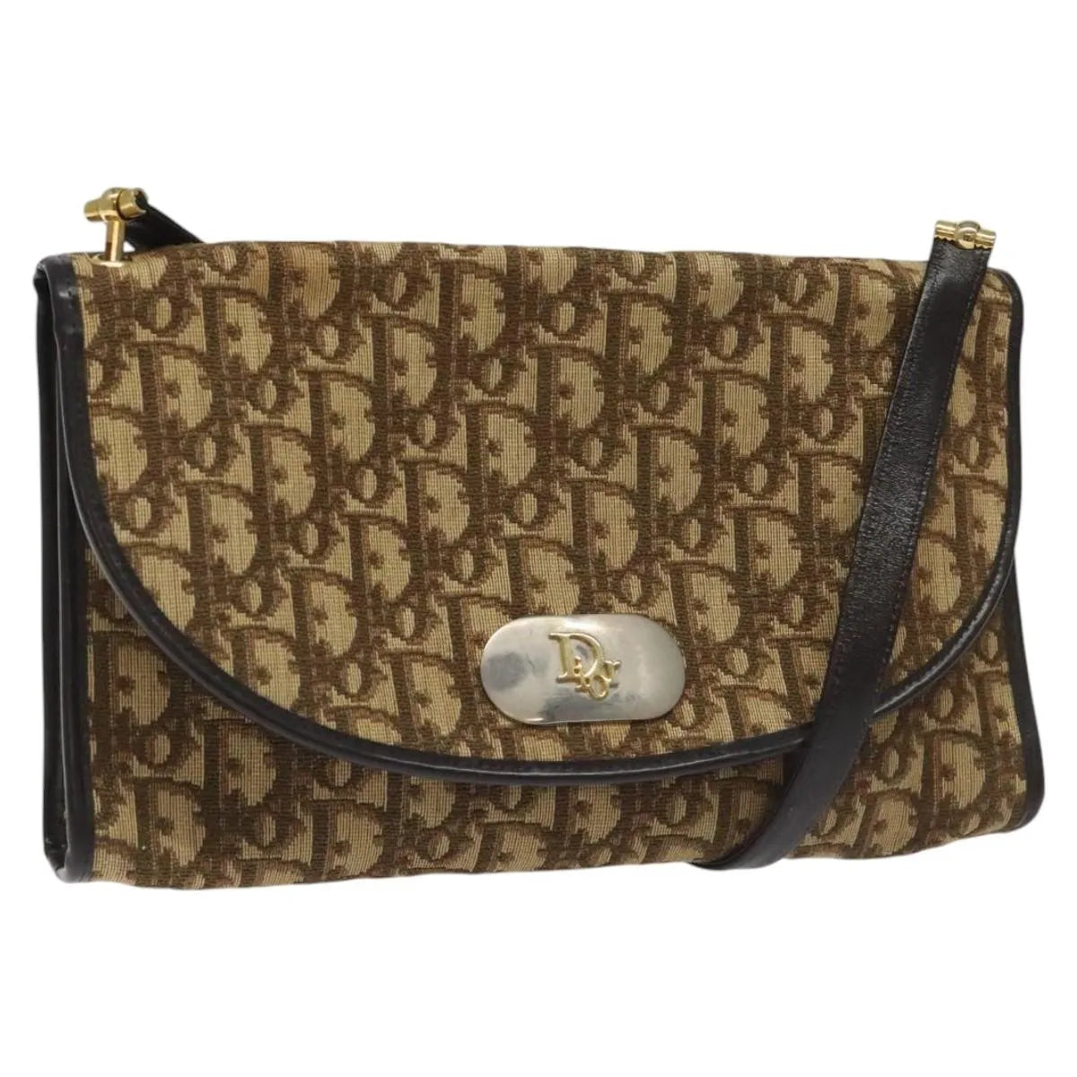 Christian Dior Vintage Trotter Flap Canvas, Brown, Canvas, Shoulder Bag