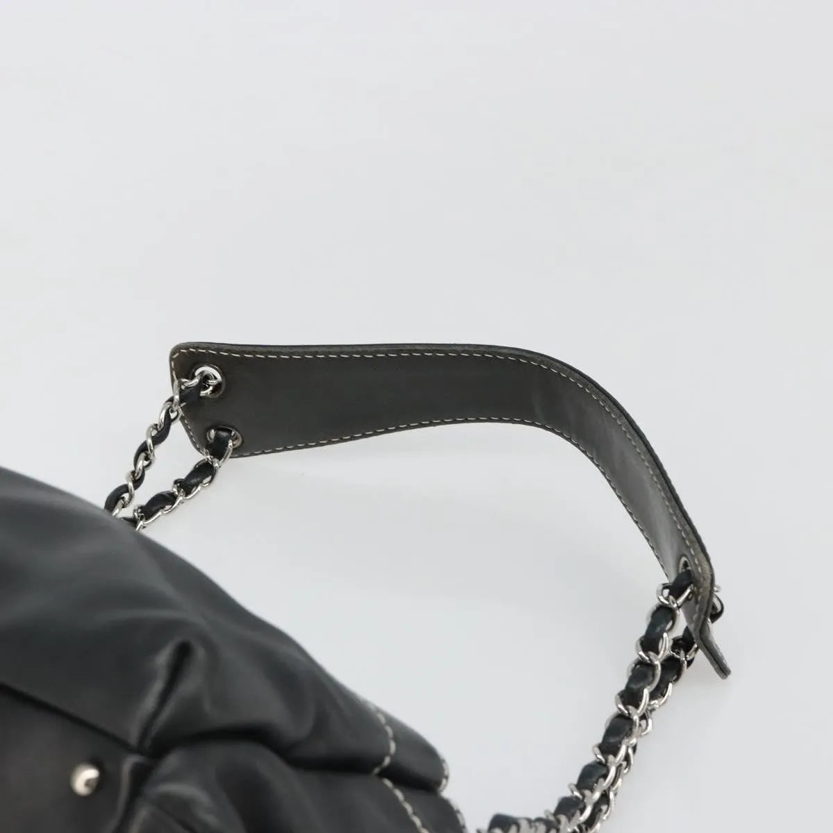 Chanel CC Shoulder Bag Leather, Black, Leather, Handbag