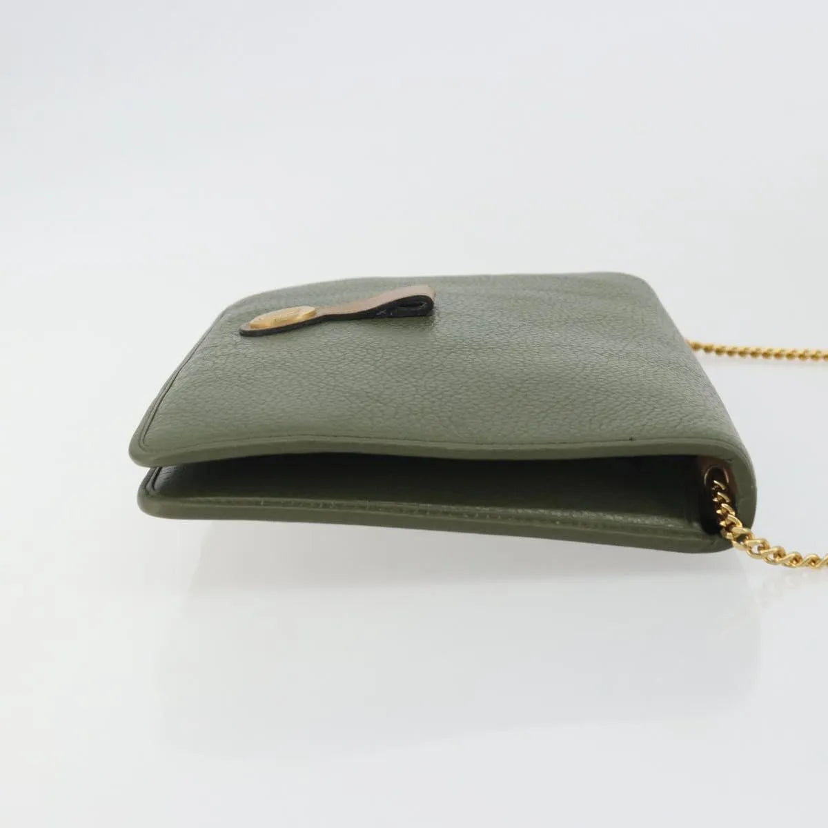 Christian Dior Vintage Chain Flap Leather, Green, Leather, Shoulder Bag