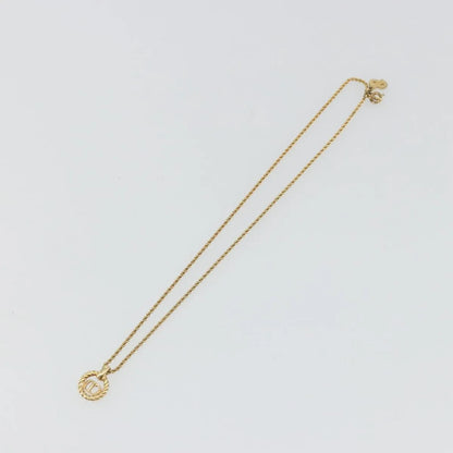 Christian Dior CD Round Pendant Metal, Gold, Metal, Necklace