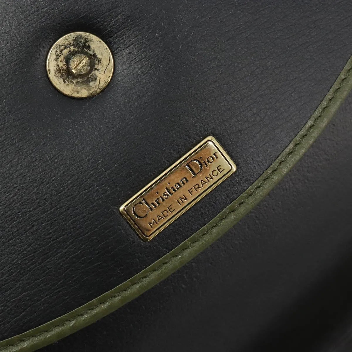 Christian Dior Vintage Chain Flap Leather, Green, Leather, Shoulder Bag