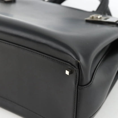 Salvatore Ferragamo Double Gancini Side Buckle Tote Leather, Black, Leather, Handbag
