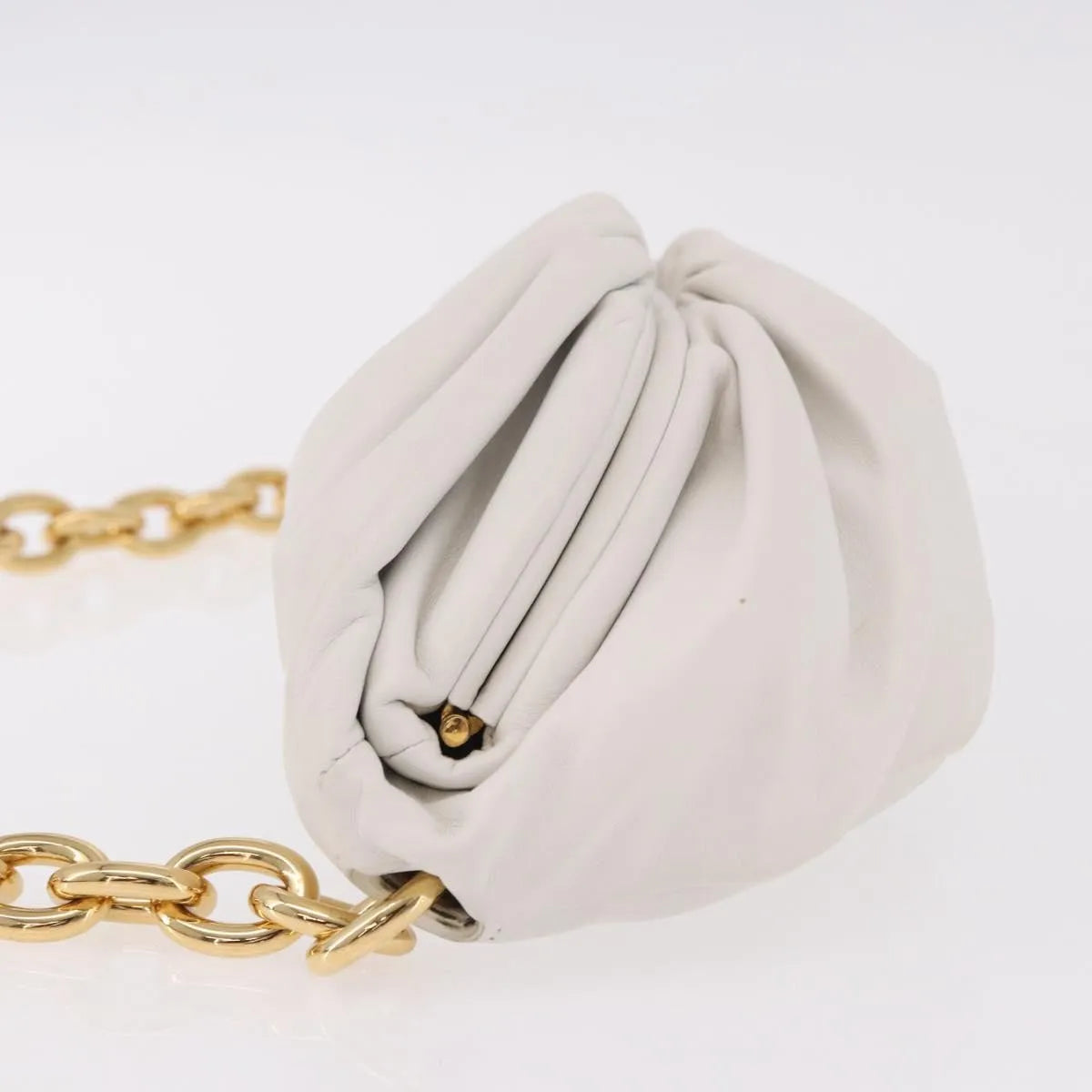 Bottega Veneta The Chain Leather, White, Leather, Shoulder Bag