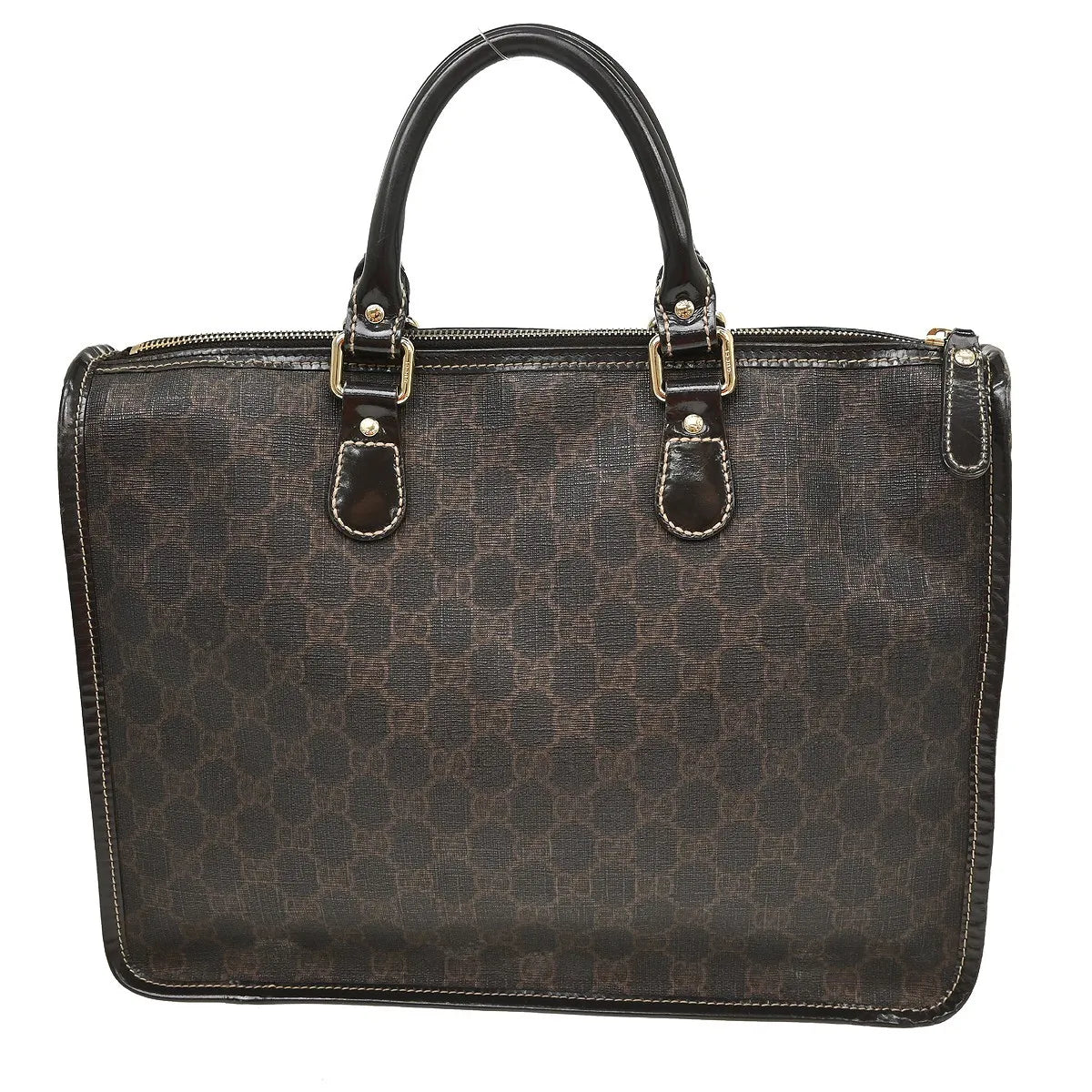 Gucci Plus Zip Tote GG Coated Canvas, Brown, Canvas, Handbag