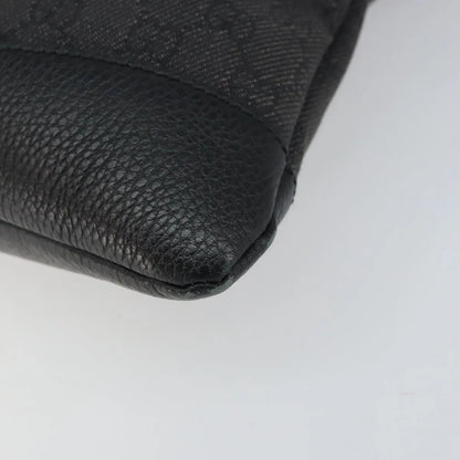 Gucci Zip Messenger GG Canvas with Perforated Leather, Black, Canvas, Shoulder Bag