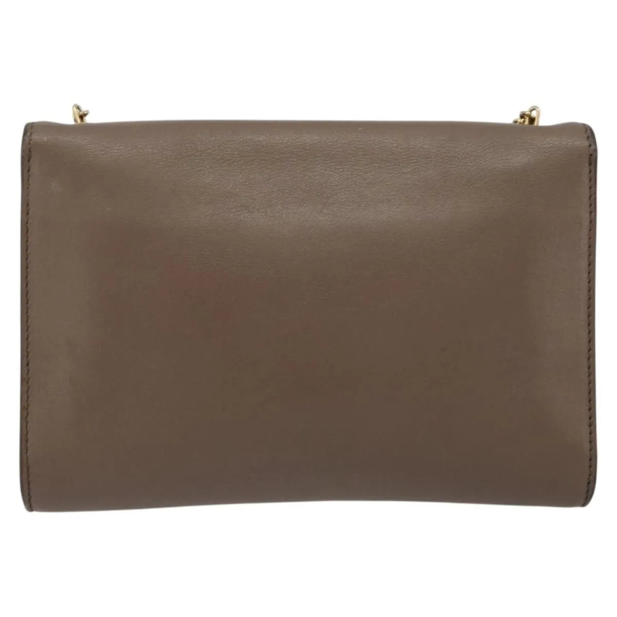 Salvatore Ferragamo Gancini Chain Leather, Gray, Leather, Shoulder Bag
