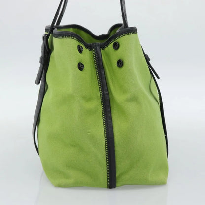 Bottega Veneta Vintage Canvas, Green, Canvas, Tote Bag