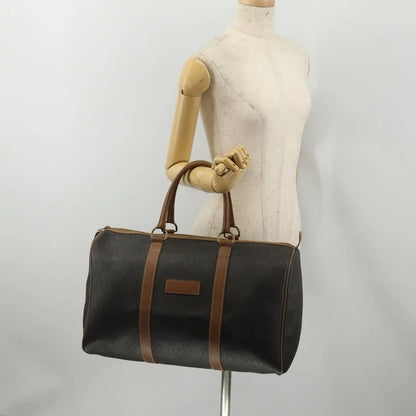 Christian Dior Vintage Honeycomb Boston Canvas and Leather, Black, Canvas, Travel Bag