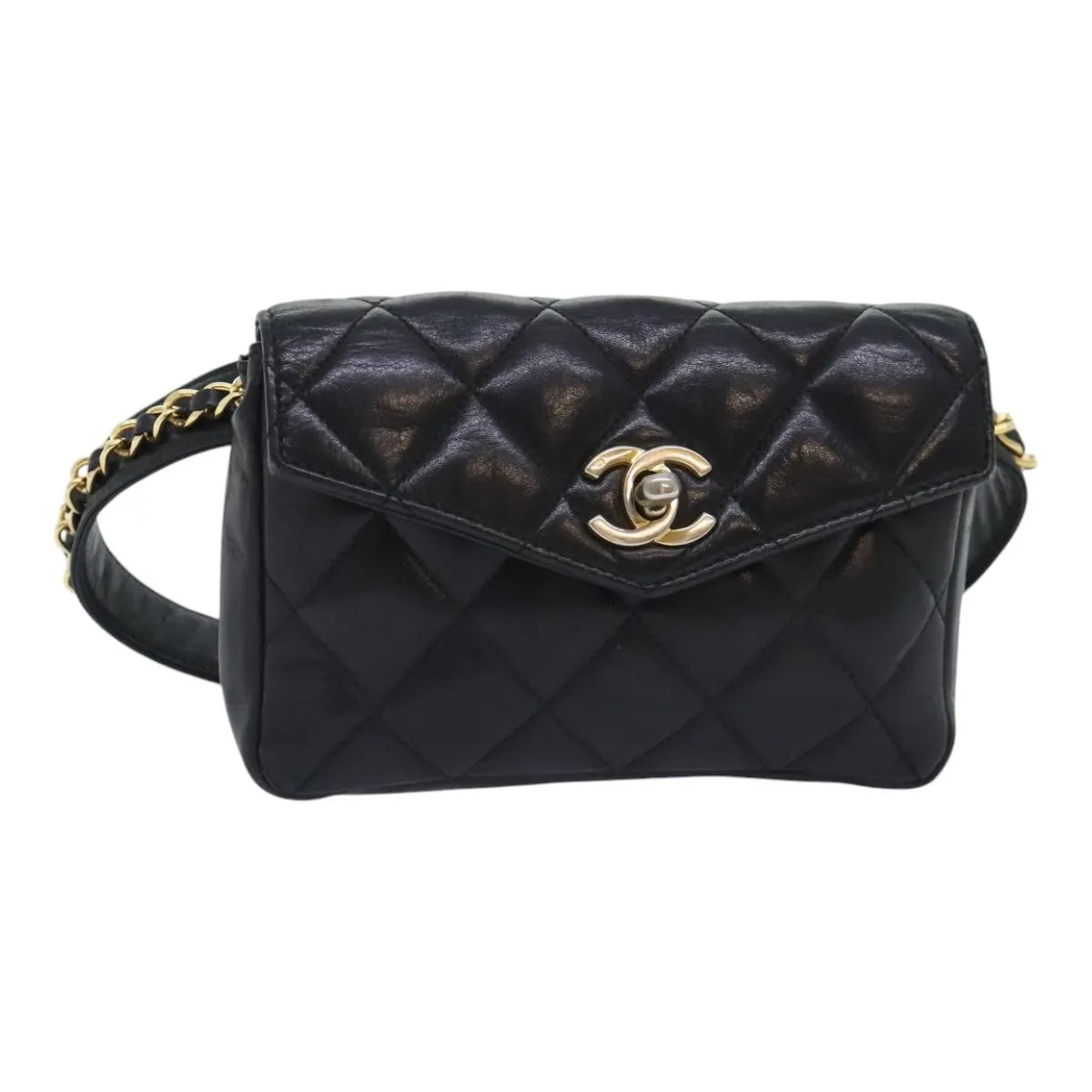 Chanel Vintage CC Waist Lambskin, Black, Leather, Shoulder Bag
