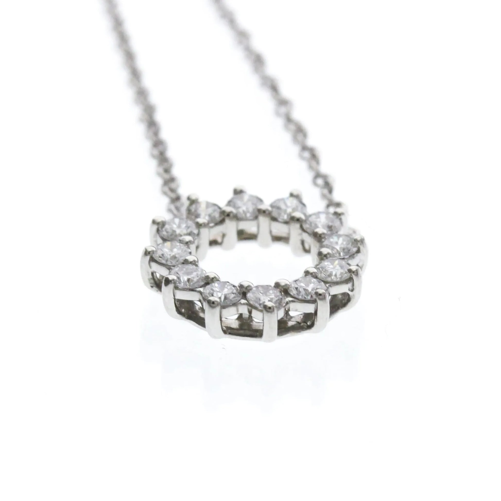 Tiffany & Co. Open Circle Pendant Platinum with Diamonds, Silver, Platinum, Necklace