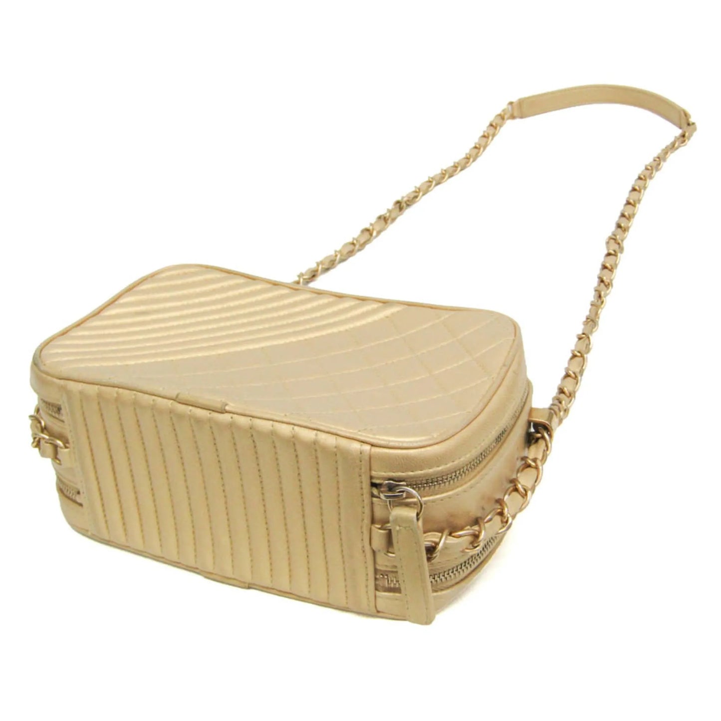 Chanel Coco Boy Camera Quilted Leather, Gold, Leather, Shoulder Bag