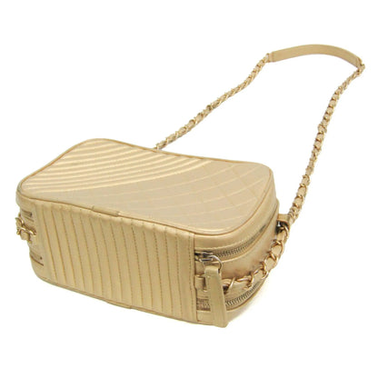 Chanel Coco Boy Camera Quilted Leather, Gold, Leather, Shoulder Bag