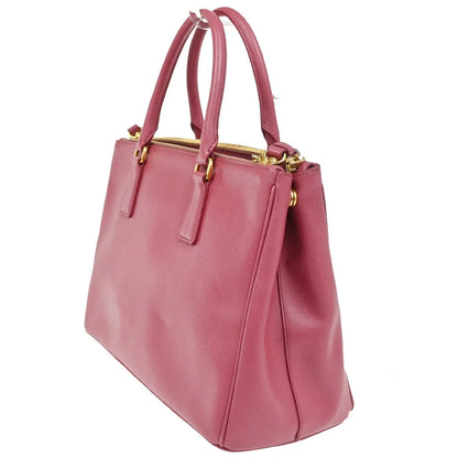 Prada Double Zip Lux Tote Saffiano Leather, Pink, Leather, Handbag