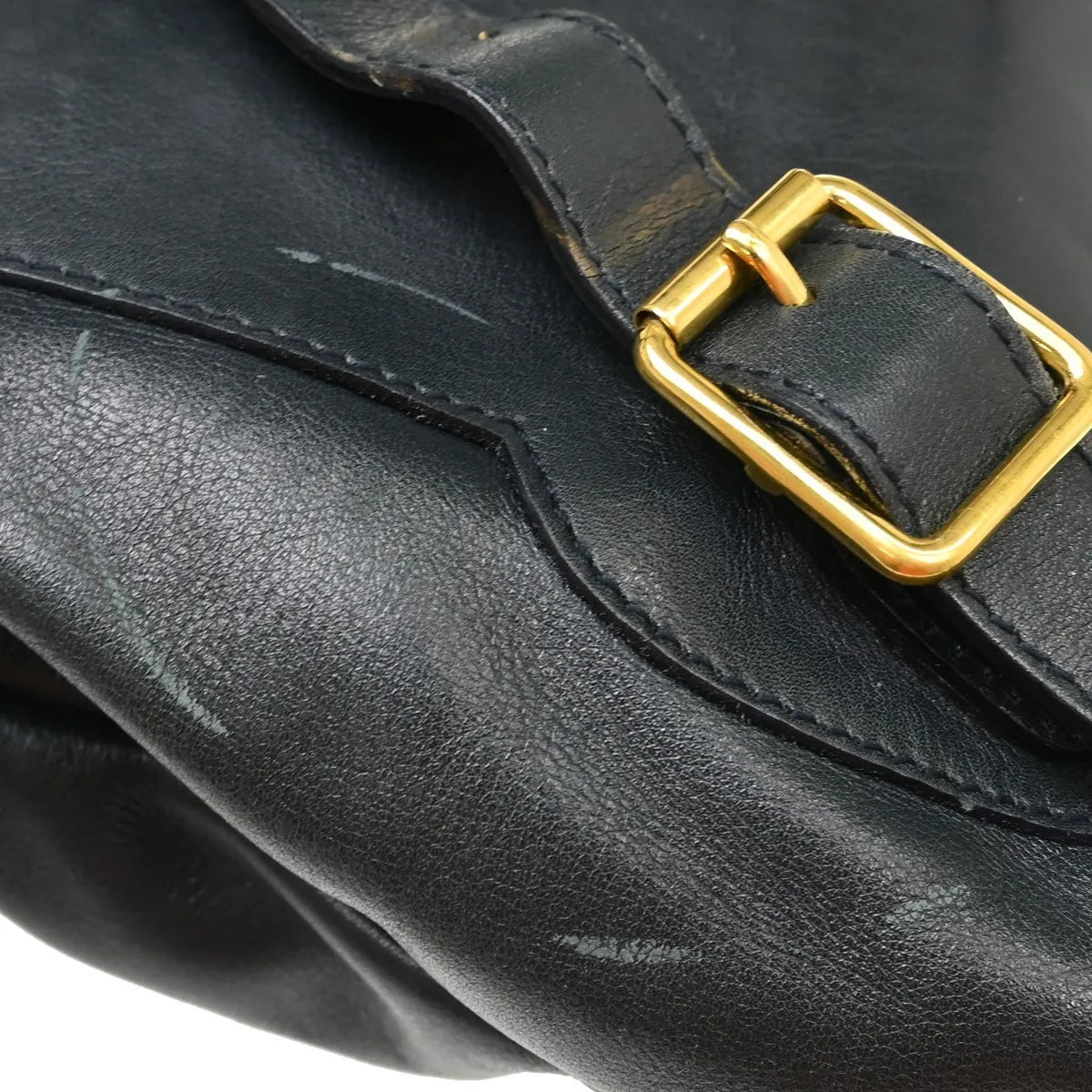 Gucci Vintage Bamboo Leather, Black, Leather, Backpack
