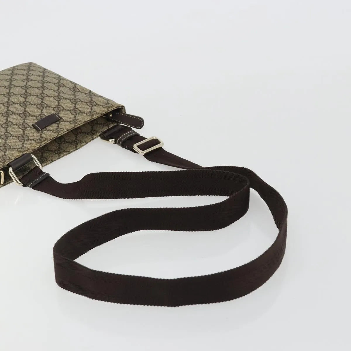 Gucci Zip Top Messenger GG Canvas with Leather, Beige, Canvas, Shoulder Bag