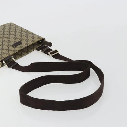 Gucci Zip Top Messenger GG Canvas with Leather, Beige, Canvas, Shoulder Bag