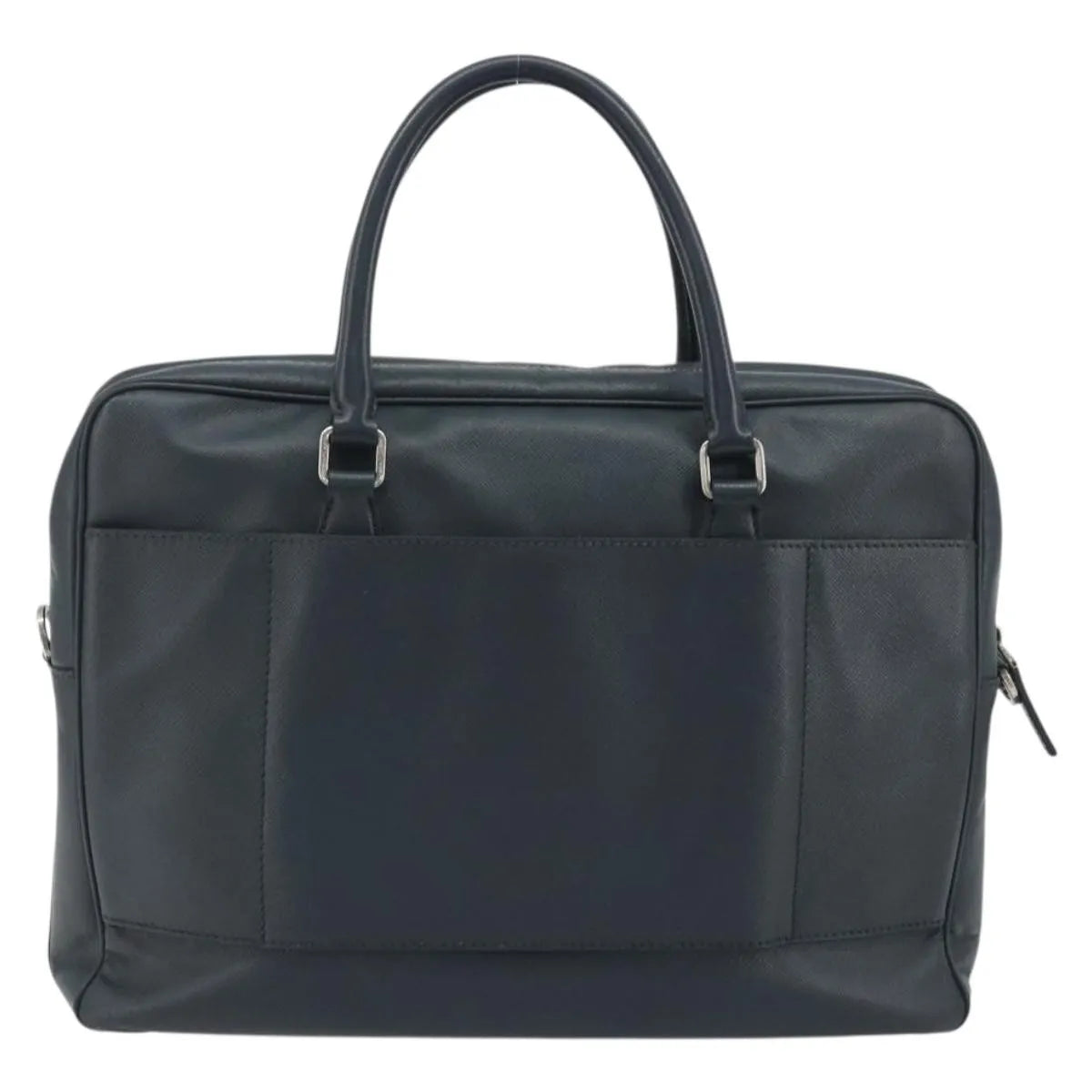 Prada Zip Around Saffiano Leather, Navy, Leather, Briefcase