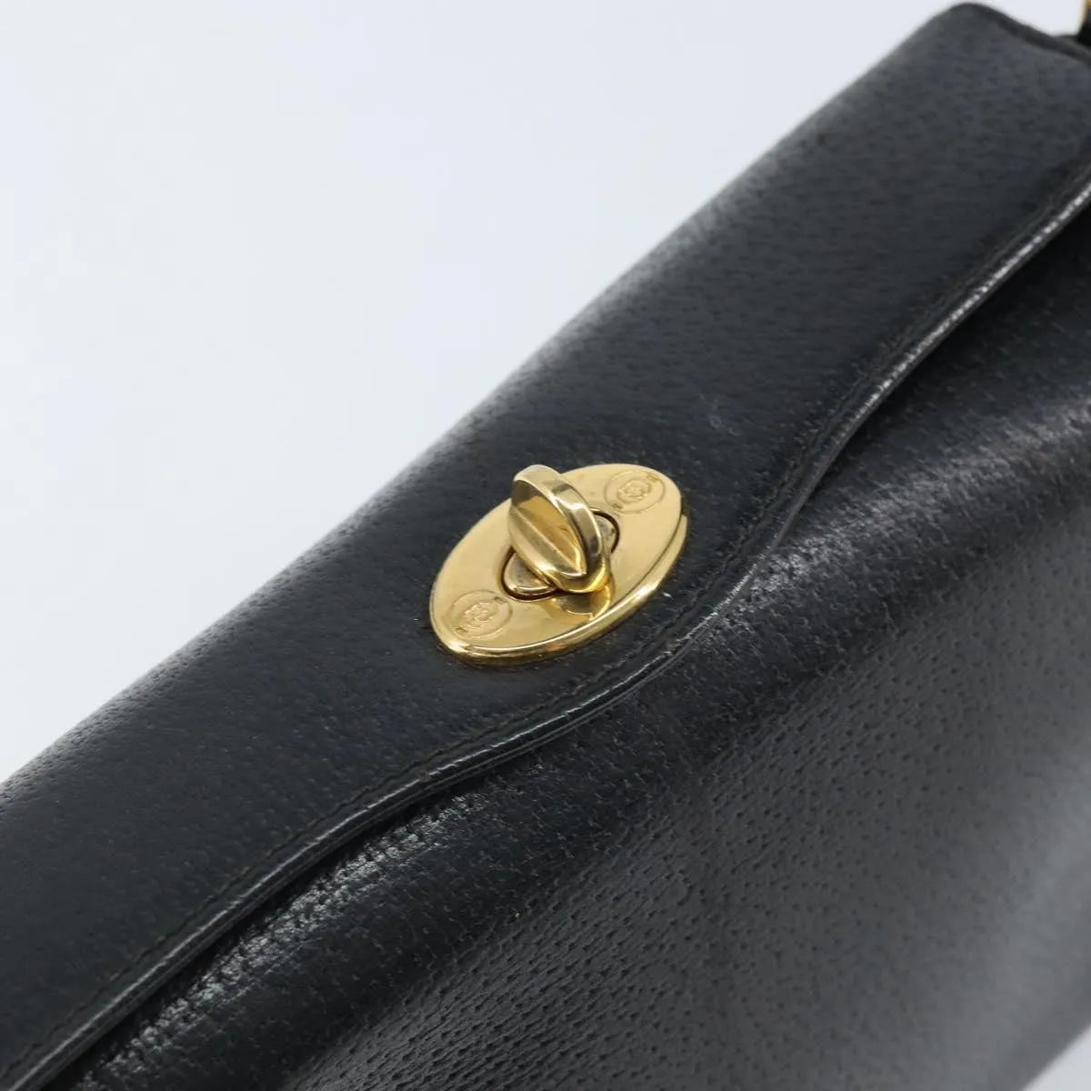 Gucci Vintage Convertible Bamboo Box Leather, Black, Leather, Handbag