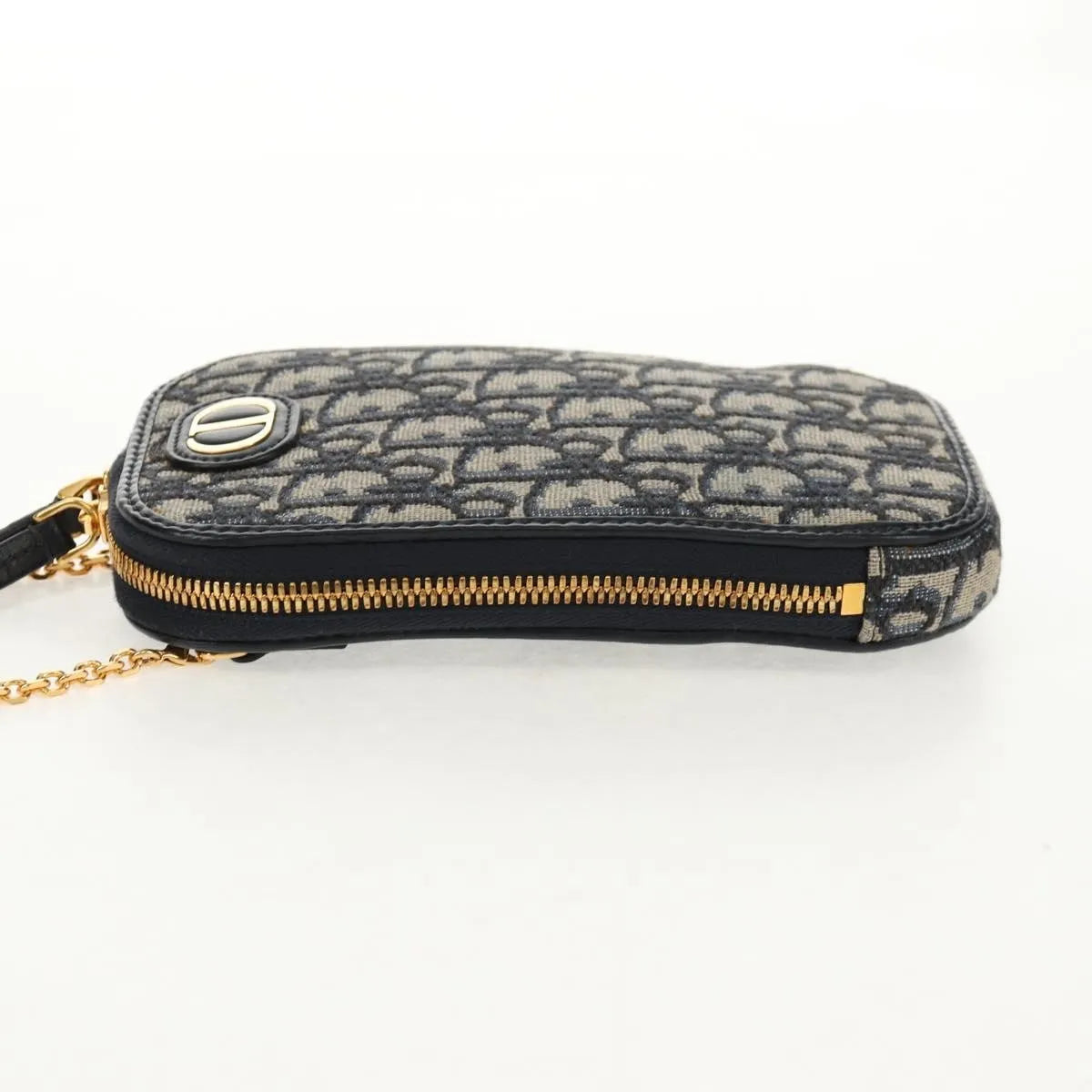 Christian Dior 30 Montaigne Phone Holder on Chain Oblique Canvas, Navy, Canvas, Clutch