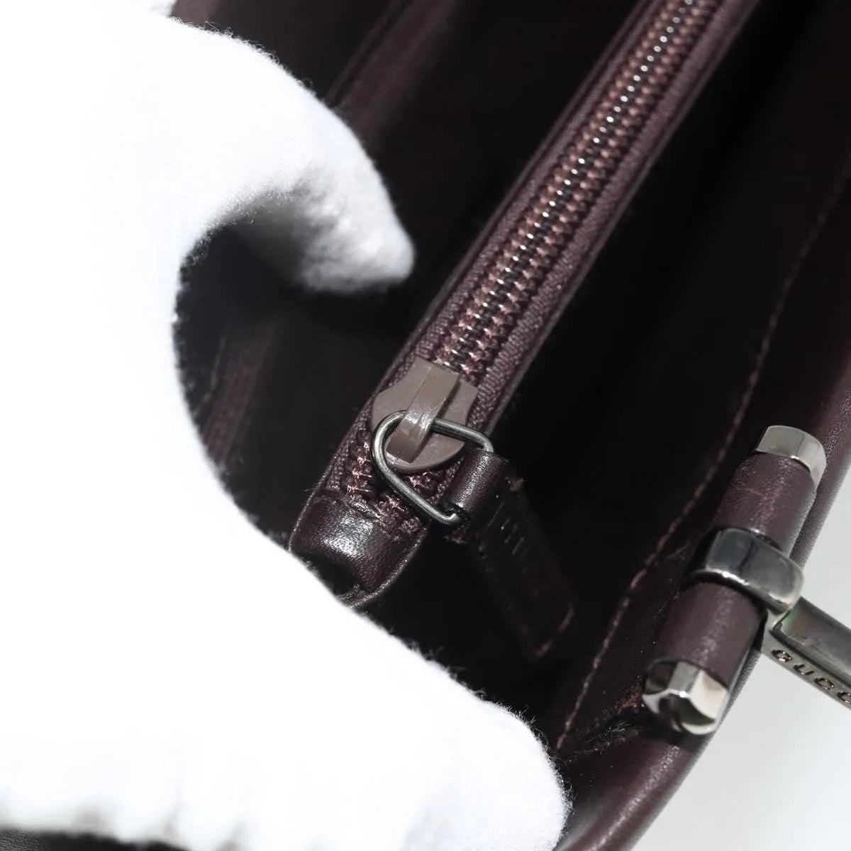 Gucci Vintage Leather, Brown, Leather, Handbag