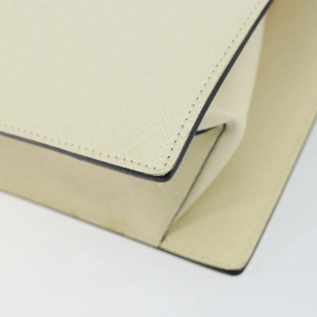 Salvatore Ferragamo Double Gancini Top Handle Saffiano Leather, White, Leather, Handbag