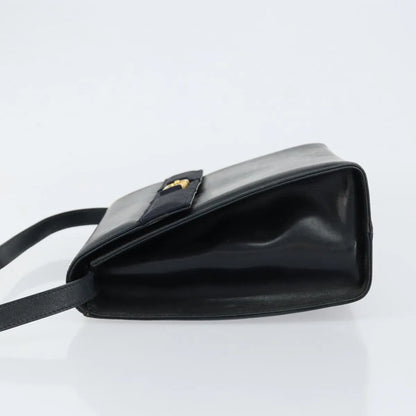 Salvatore Ferragamo Gancini Leather, Black, Leather, Shoulder Bag