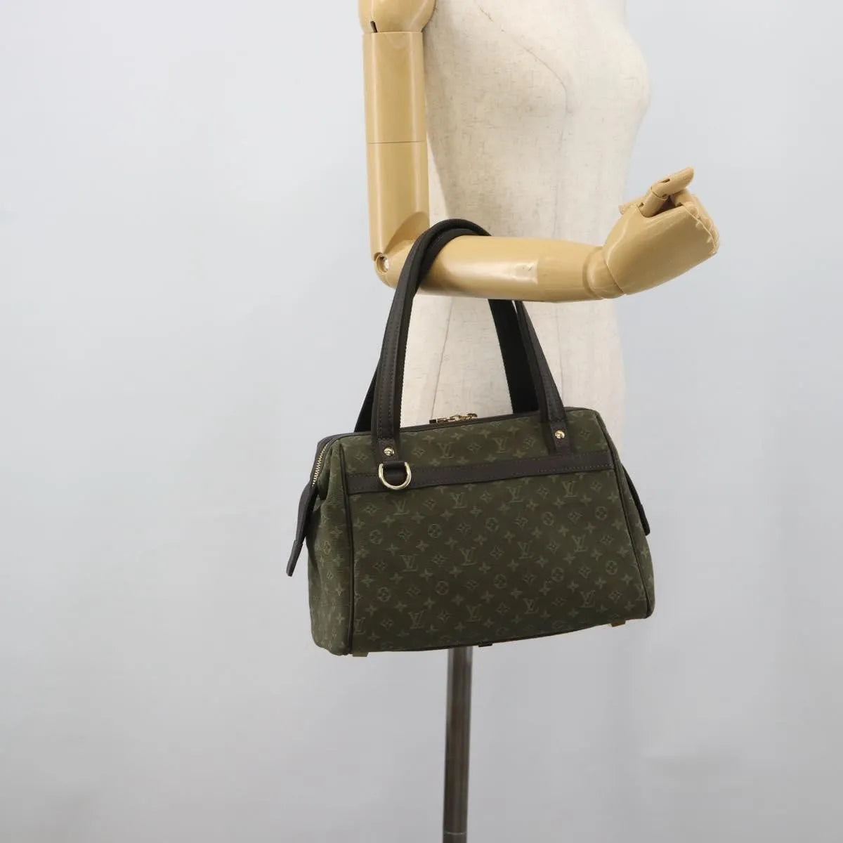 Louis Vuitton Joséphine Mini Lin, Khaki, Canvas, Handbag
