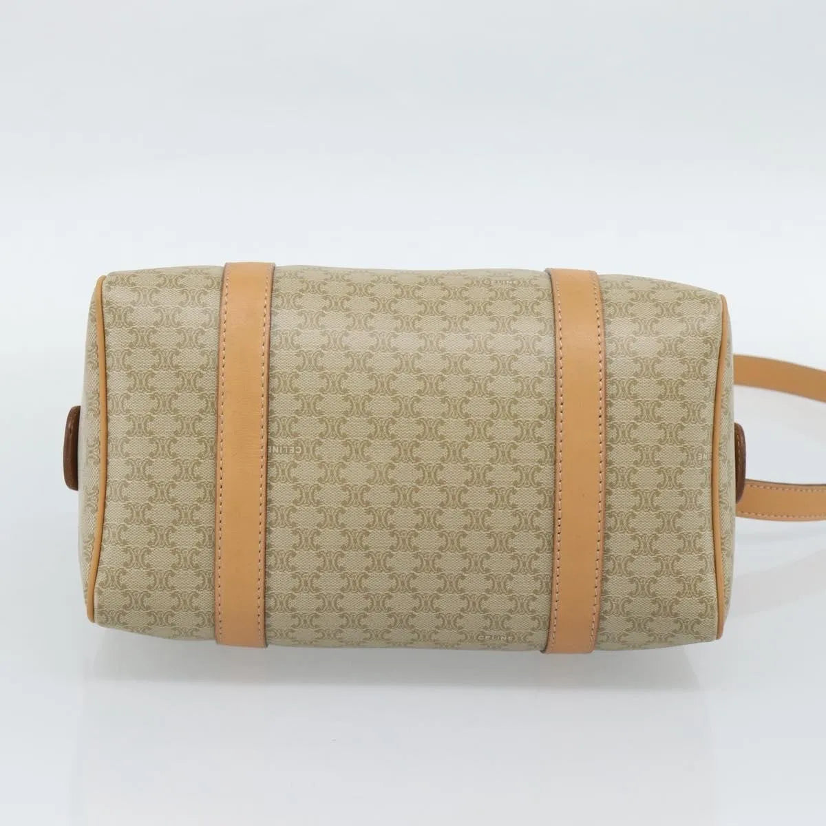 Celine Vintage Macadam Boston Canvas, Beige, Canvas, Handbag