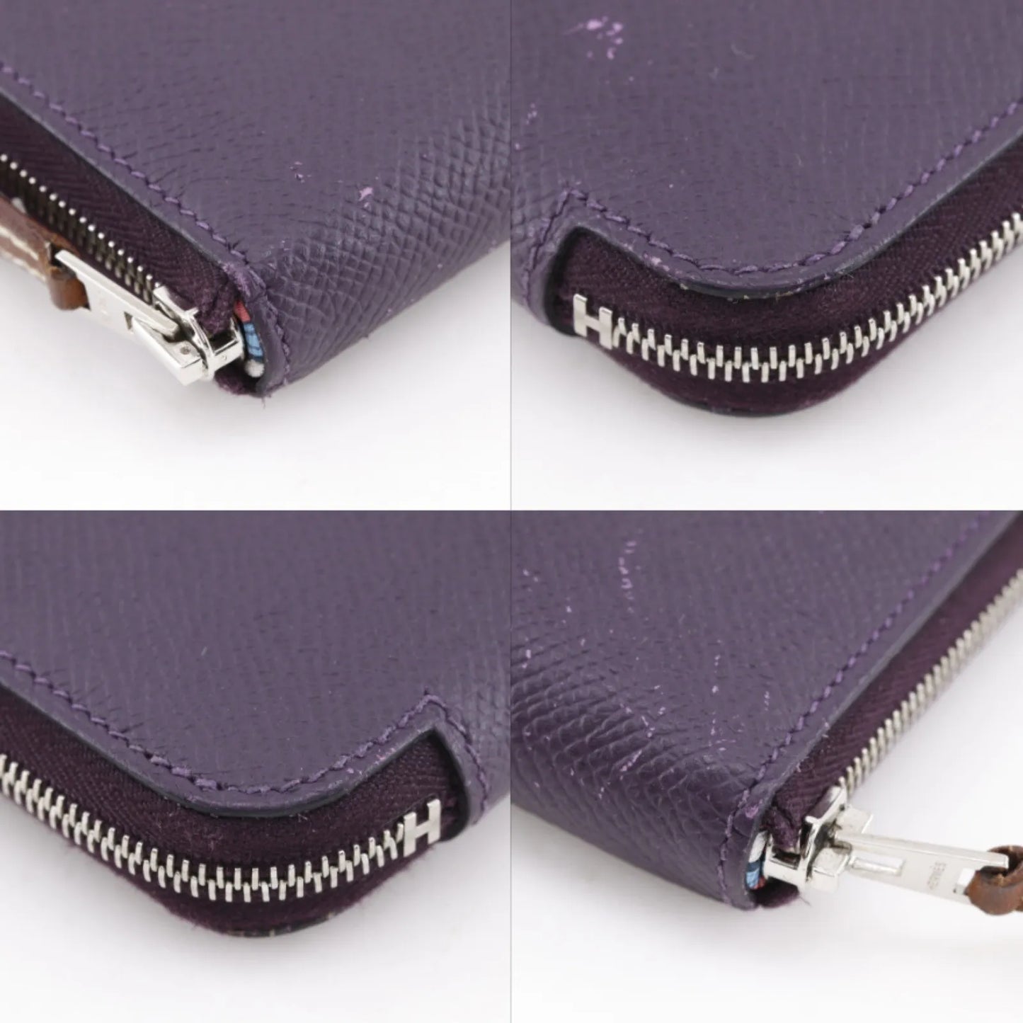Hermes Azap Zip Around Epsom, Purple, Leather, Wallet