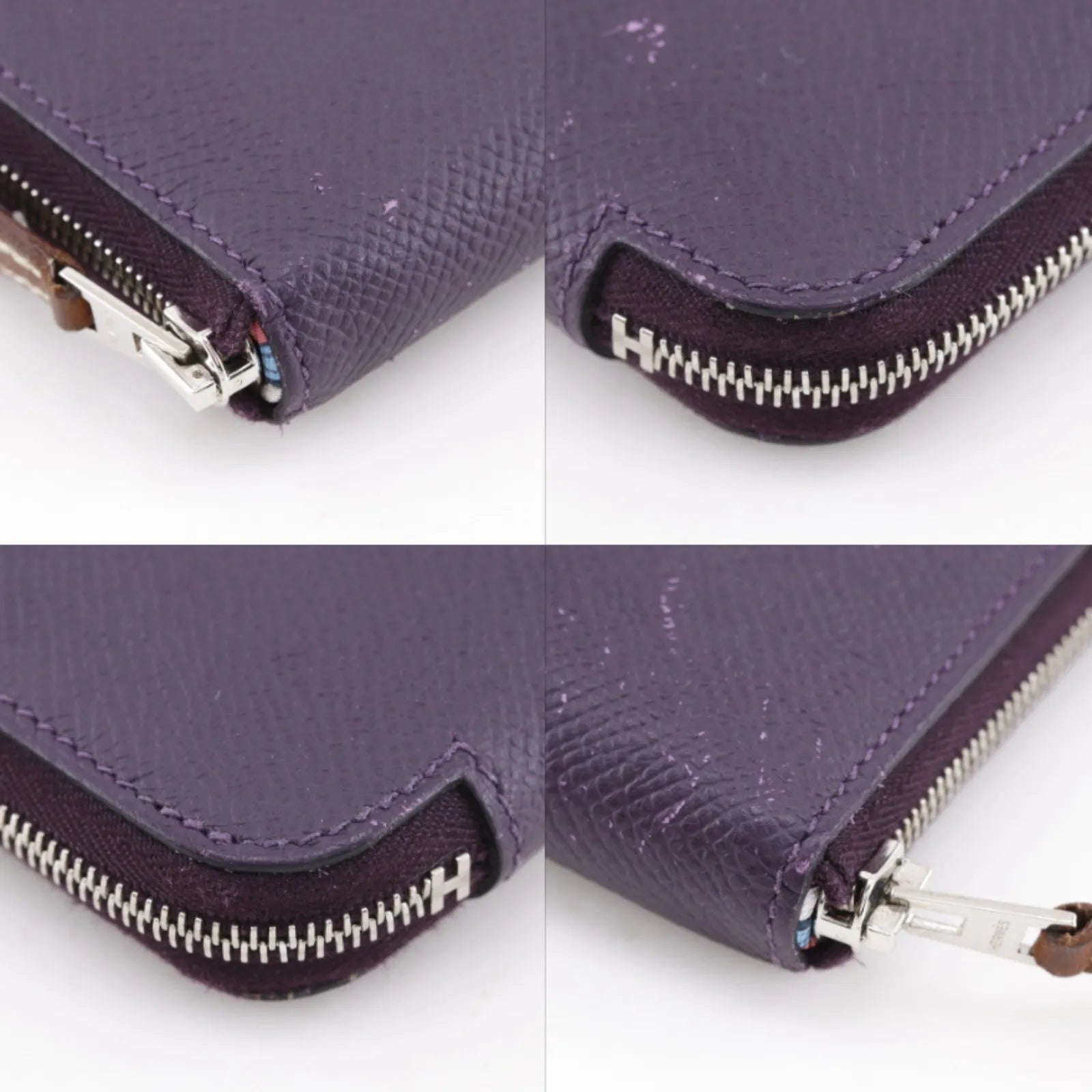 Hermes Azap Zip Around Epsom, Purple, Leather, Wallet