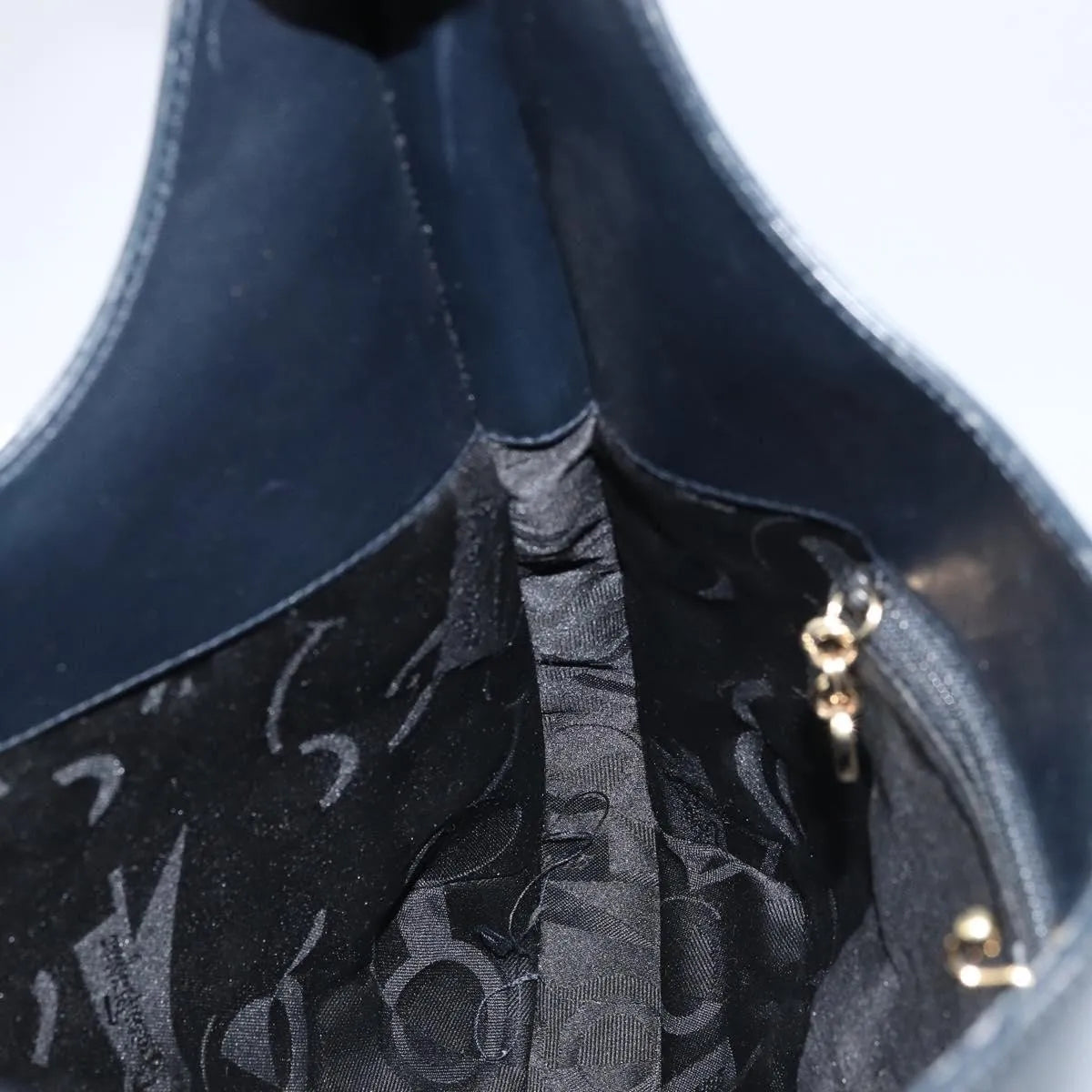 Salvatore Ferragamo Gancini Leather, Navy, Leather, Handbag