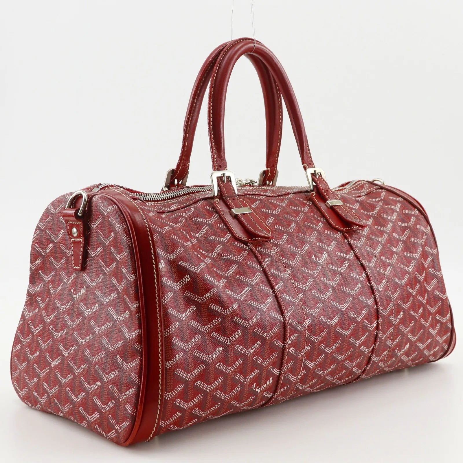 Goyard Boston Coated Canvas, Red, PVC, Handbag