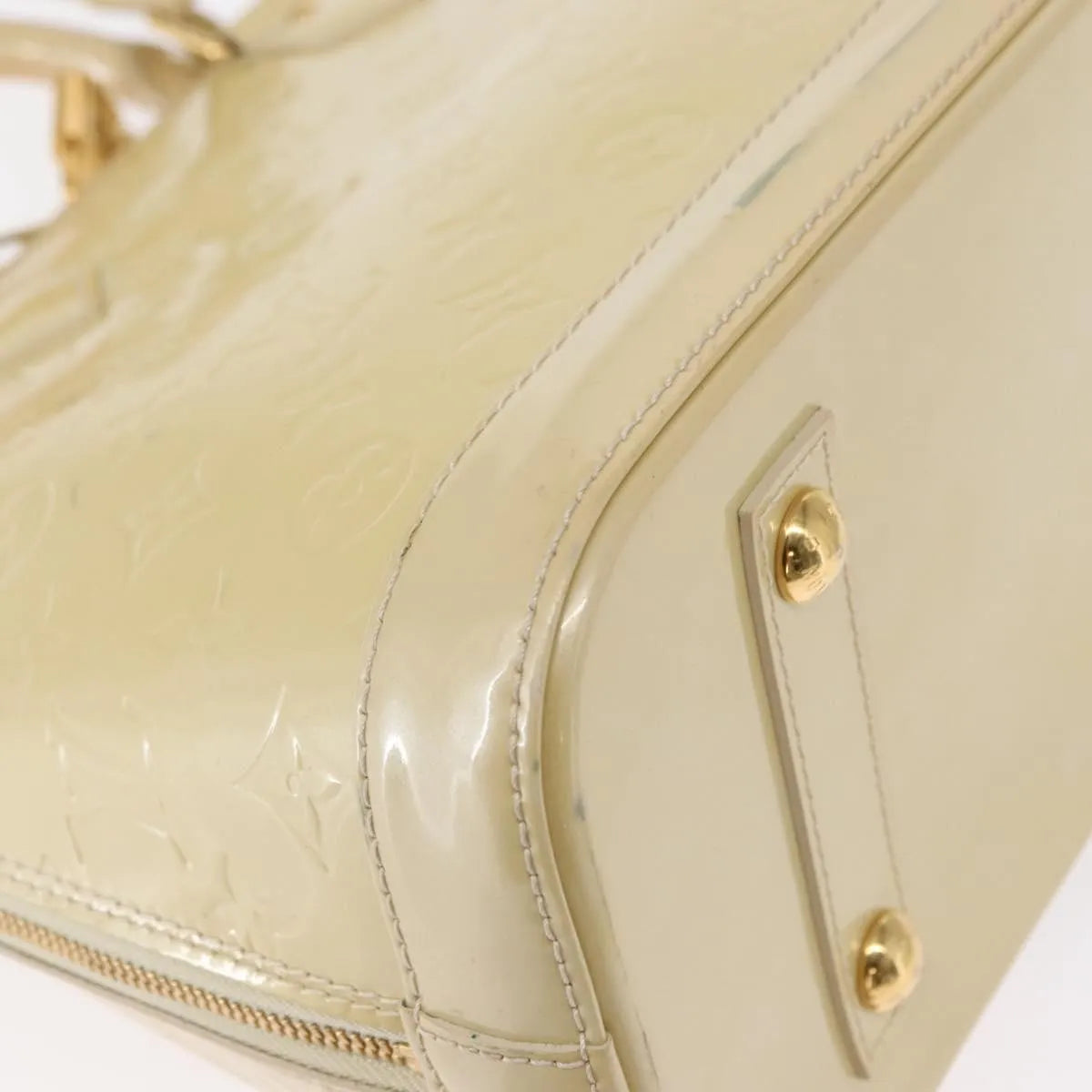 Louis Vuitton Alma Monogram Vernis, Beige, Patent Leather, Handbag