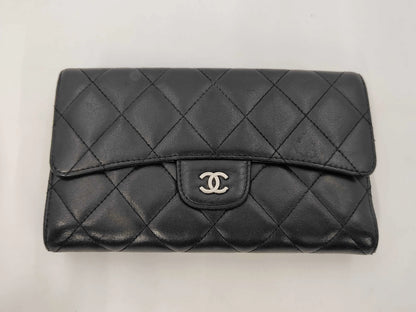 Chanel Timeless Long Wallet Lambskin, Black, Leather, Wallet