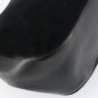 Gucci Vintage Bamboo Handle Suede, Black, Suede, Handbag
