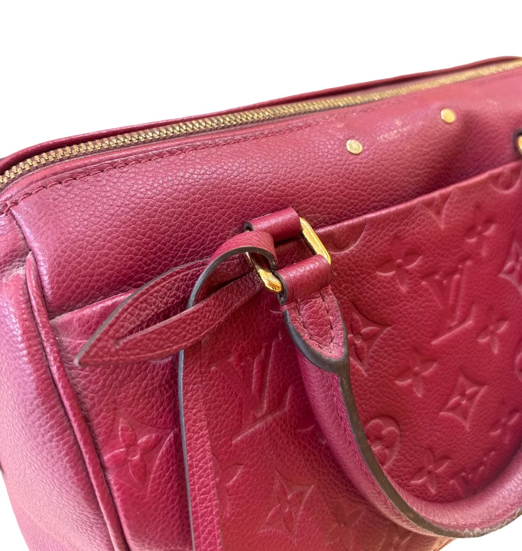 Louis Vuitton Speedy Bandouliere Monogram Empreinte Leather, Burgundy, Leather, Handbag