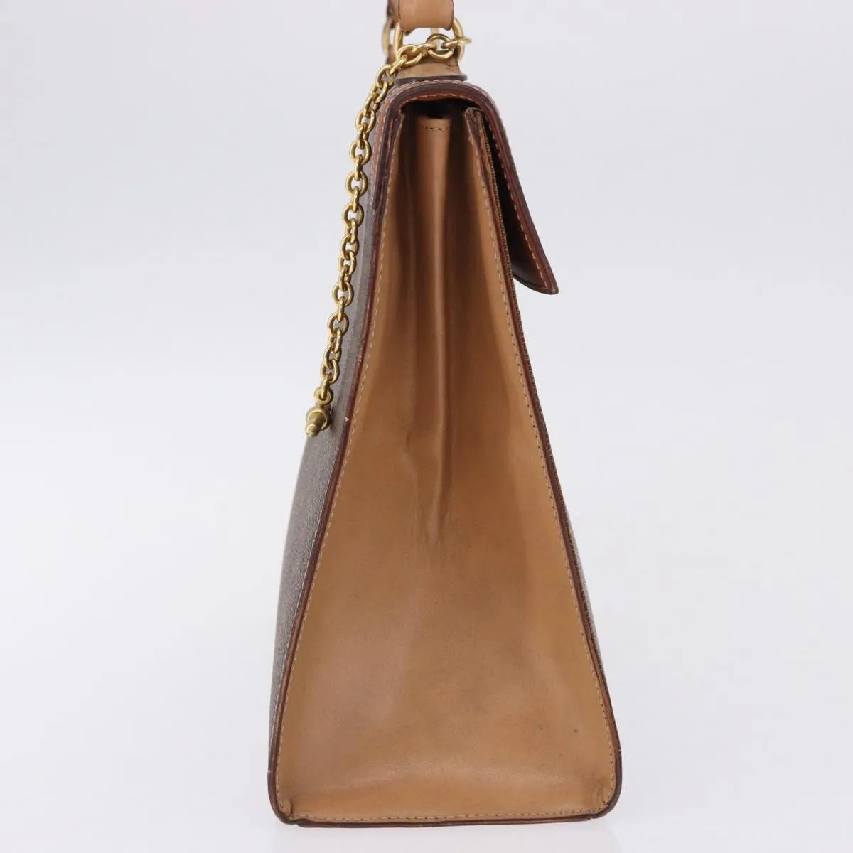 Celine Vintage Macadam Canvas and Leather, Brown, Canvas, Handbag