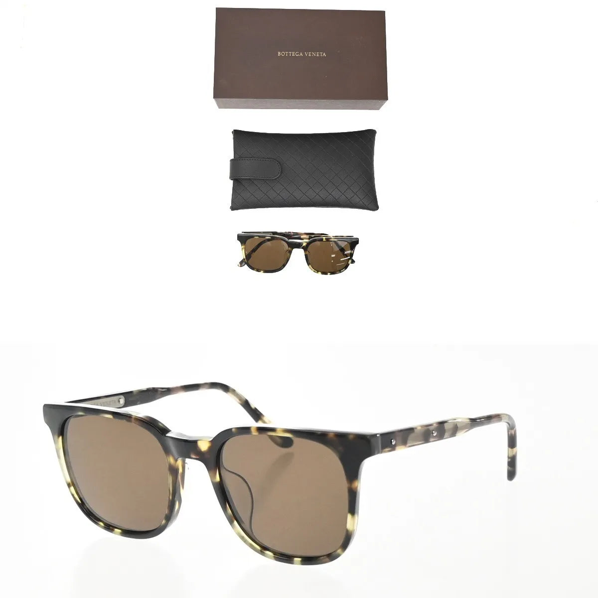 Bottega Veneta Intrecciato Plastic, Brown, Plastic, Sunglasses