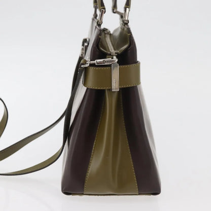Salvatore Ferragamo Double Gancini Side Buckle Tote Patent Leather, Brown, Patent Leather, Handbag