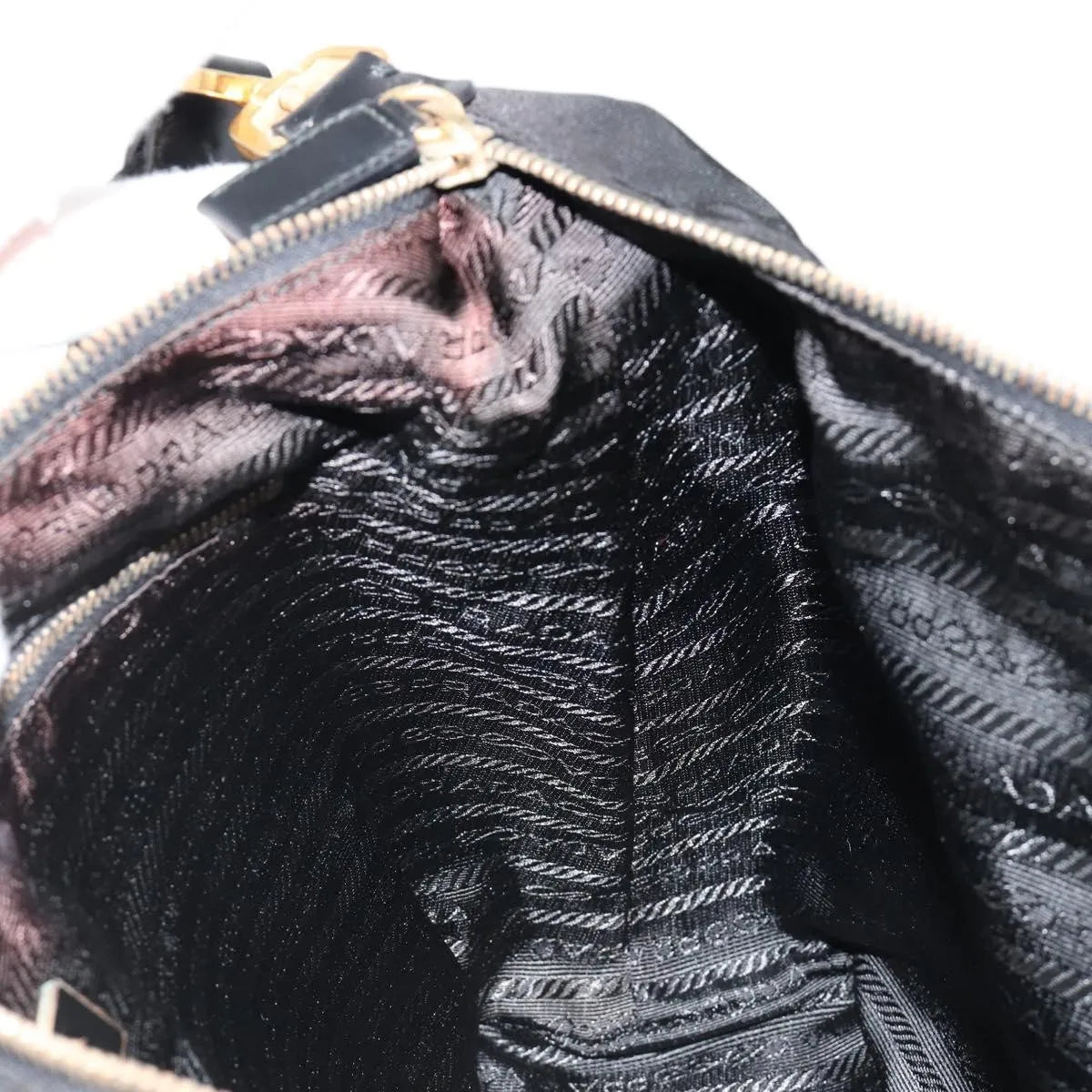 Prada Shoulder Python, Black, Nylon, Shoulder Bag