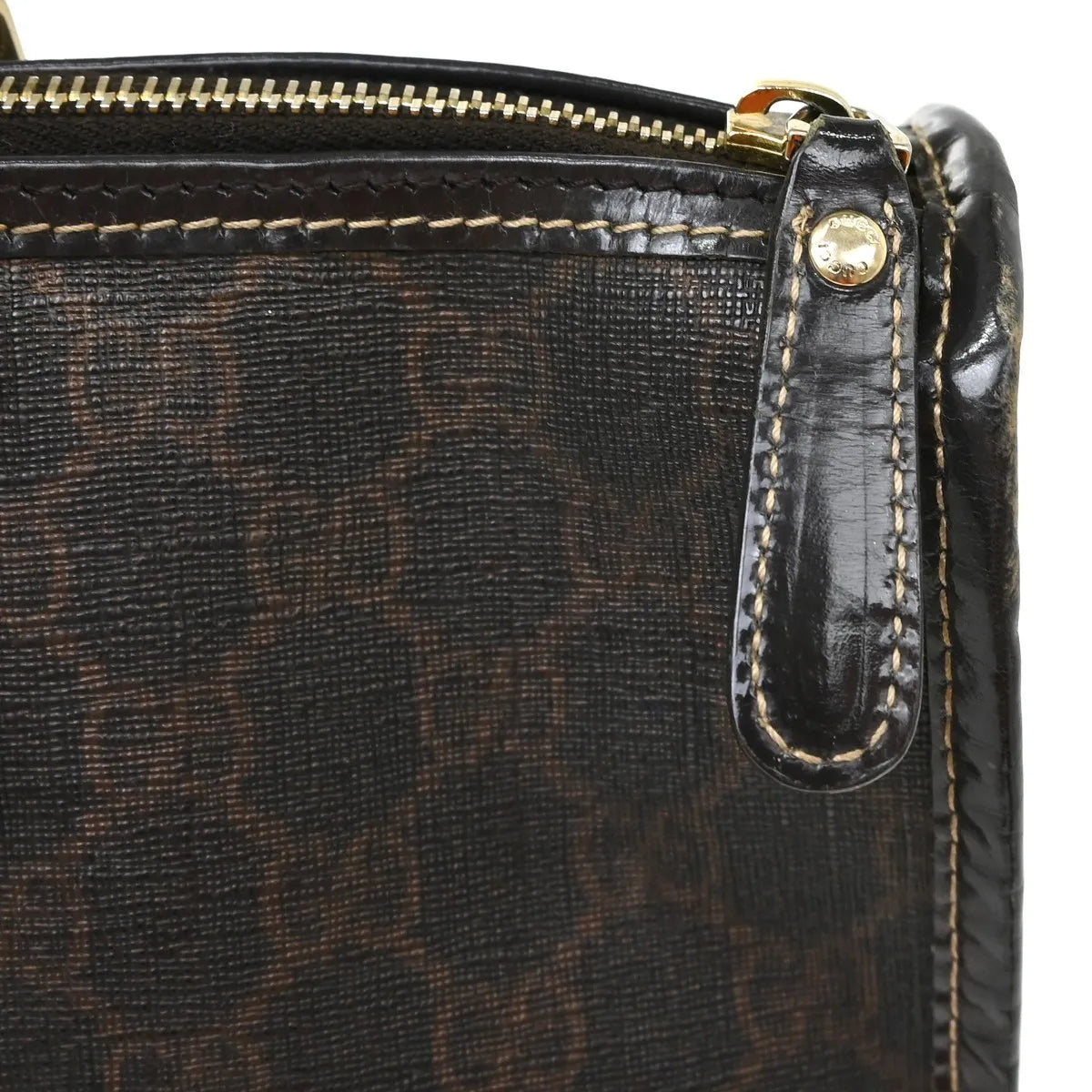 Gucci Plus Zip Tote GG Coated Canvas, Brown, Canvas, Handbag