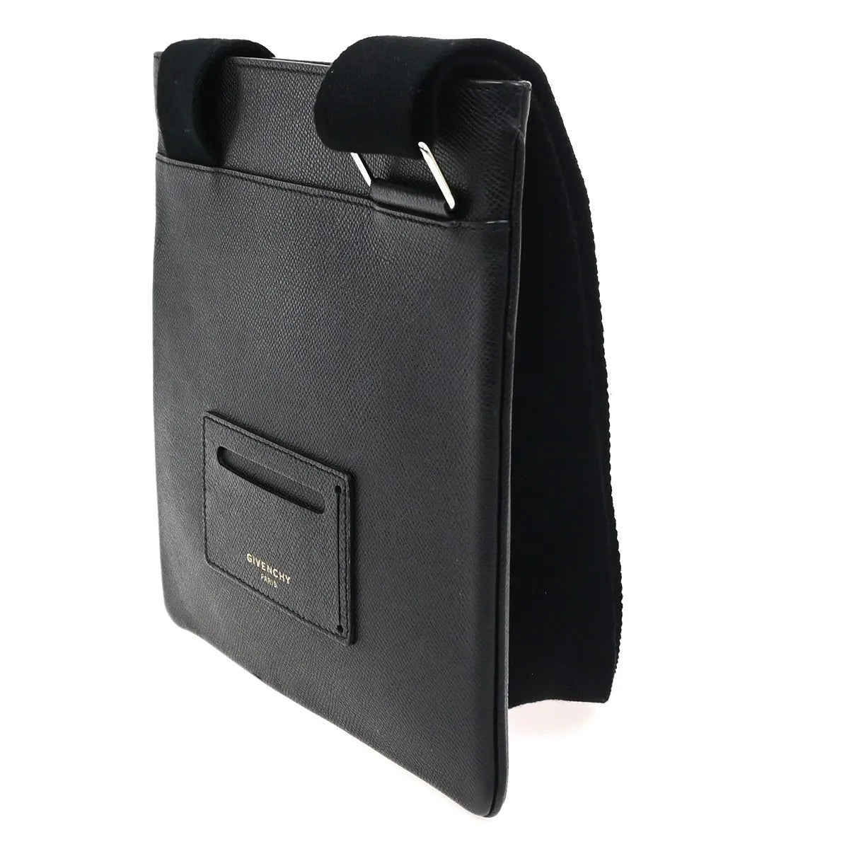 Givenchy Logo Messenger Leather, Black, Leather, Shoulder Bag