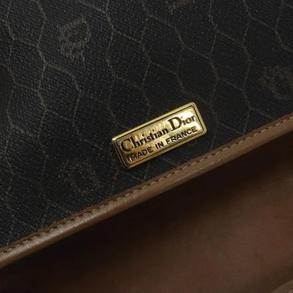 Christian Dior Vintage Honeycomb Flap Coated Canvas, Black, Canvas, Shoulder Bag