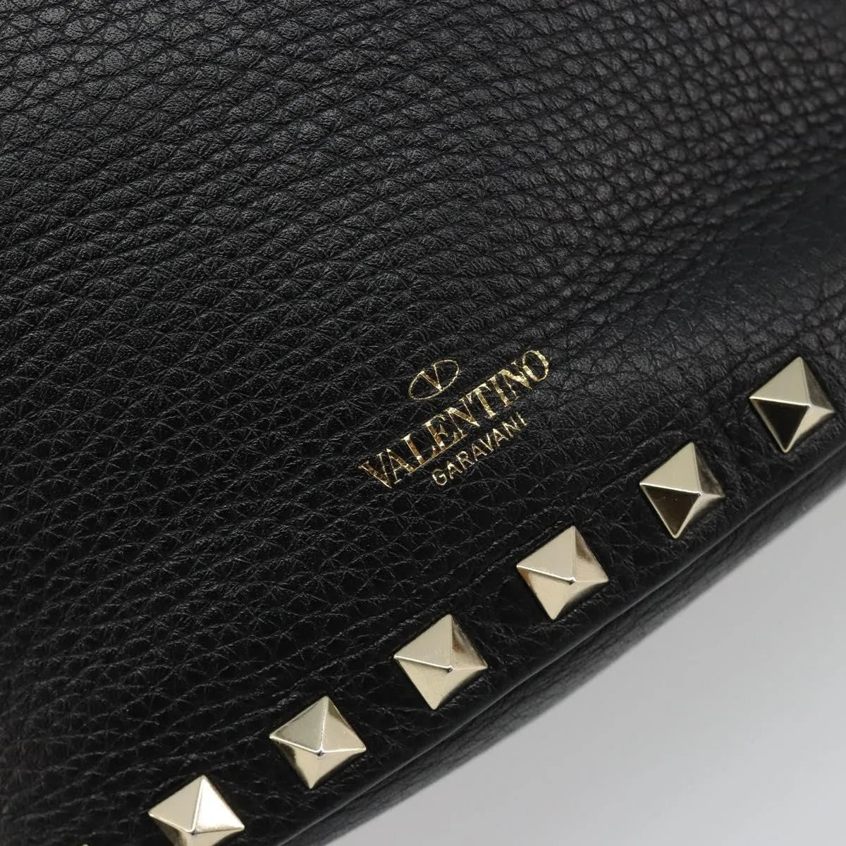 Valentino Garavani Rockstud Leather, Black, Leather, Handbag
