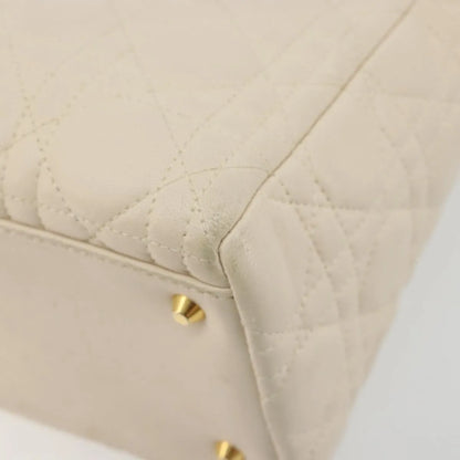 Christian Dior Lady Dior Cannage Quilt Lambskin, White, Leather, Handbag