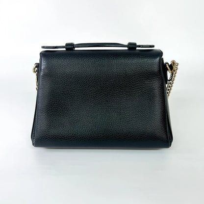 Gucci Interlocking Top Handle Leather, Black, Leather, Shoulder Bag