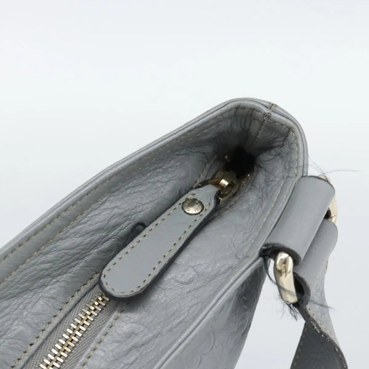 Gucci Zip Top Messenger Guccissima Leather, Gray, Canvas, Shoulder Bag
